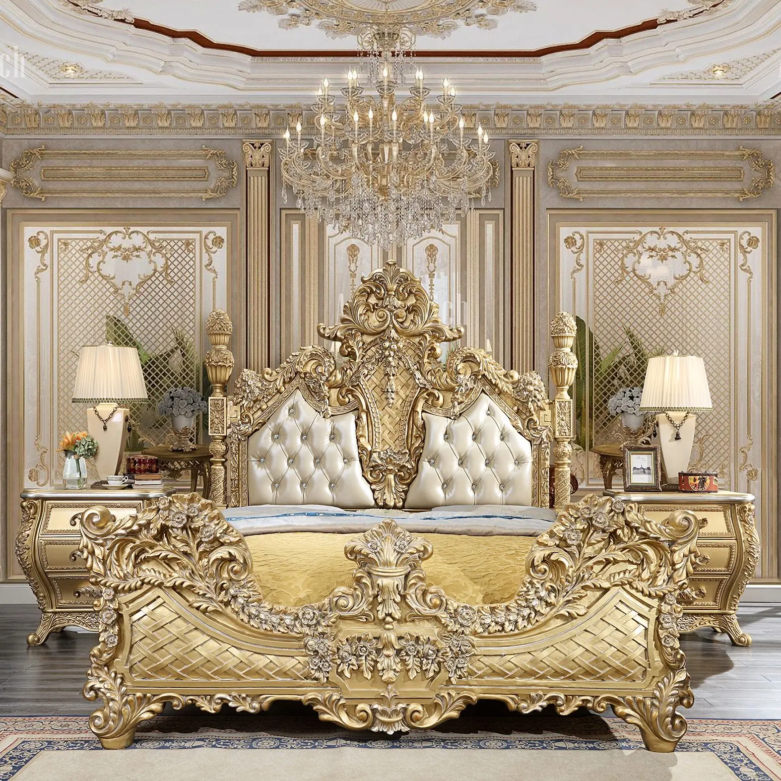 Роскошная мебель для спальни в классическом стиле из массива дерева лучшего качества