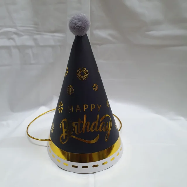 high-grade black gold sequin ball birthday hat for kids party
