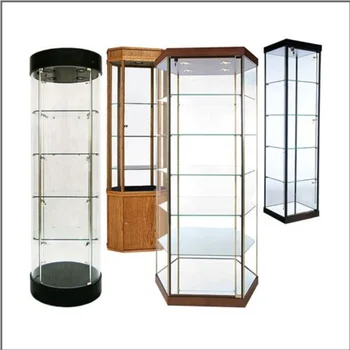 六角形の回転ガラスディスプレイジュエリーキャビネット時計