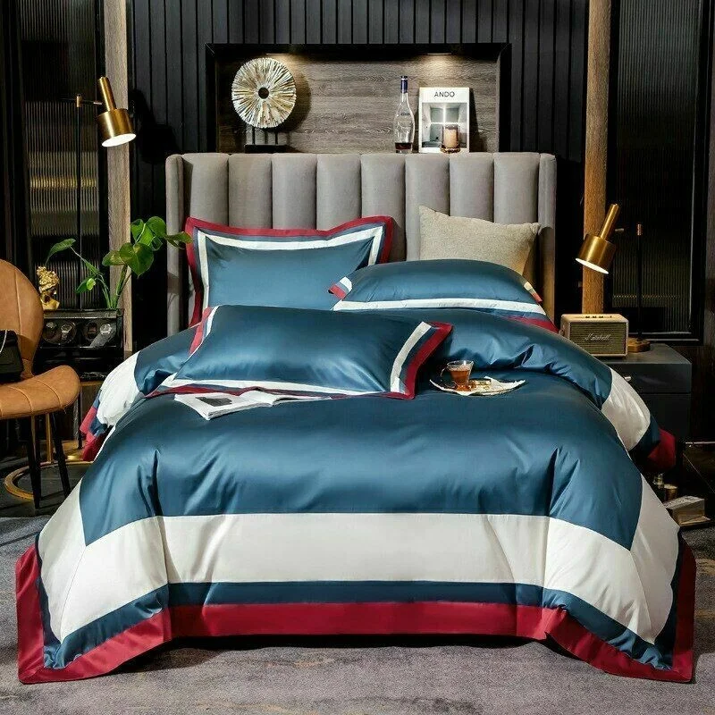 Modern High Quality Egyptian 100% Cotton Bedding Duvet Cover Set Silk Embroidery Custom Hotel Bedding Sets