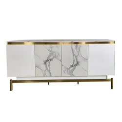 4 doors Storage drawer  living room furniture  luxury gloss silver  mirrored sideboard