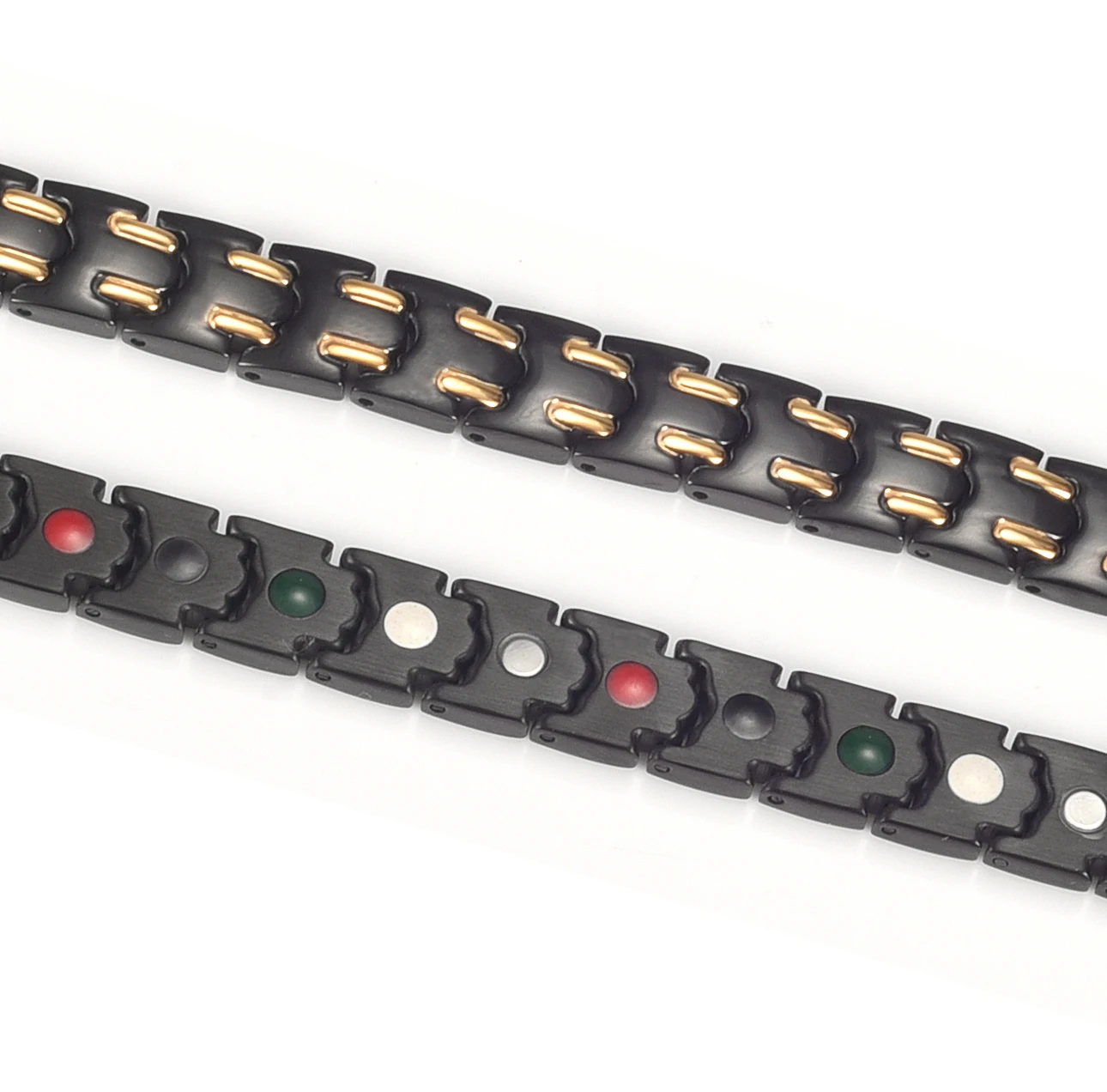 Energinox 5 in 1 Black and Gold Japan Stainless Steel Energy Health Benefits Ion Tourmaline Germanium Bracelet
