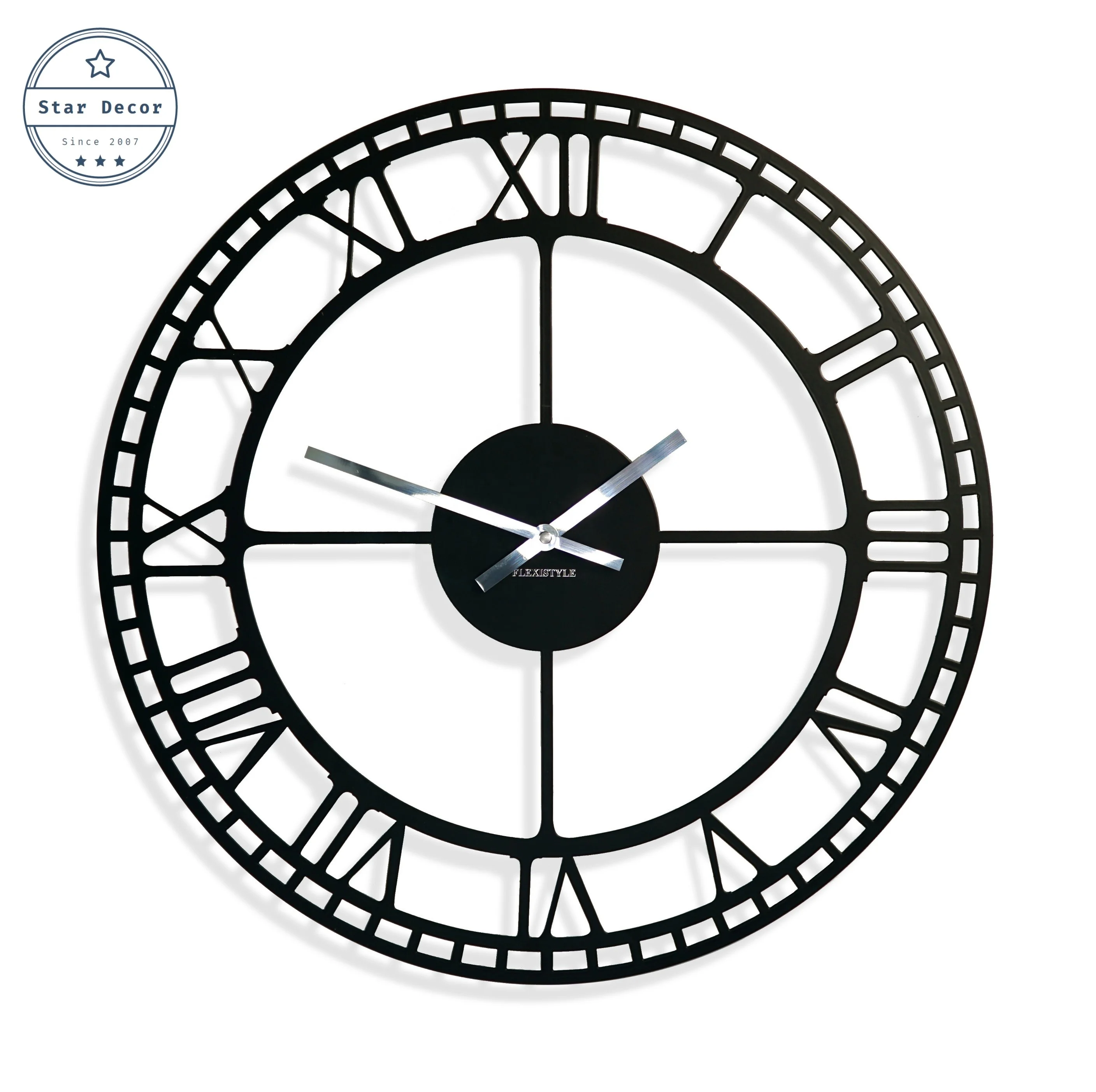 Jam Dinding Dekorasi Rumah Klasik Besi Logam Antik Hitam Pola Baru Romawi Sederhana Desain Mewah Buy Decorative Wall Clock