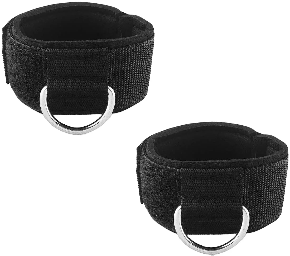 Ankle Strap Neoprene Padded Fitness Wrist Cuff with D Ring High Strength Exercises Belt Gym Pulley Strap for Cable Machines 