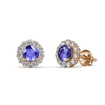 Real Tanzanite Earring - Gold Earrings - Solitaire Stud - Birthstone Jewelry - Tanzanite Jewelry - Anniversary Gift For Her - Gi