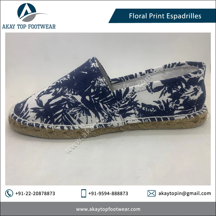 Espadrilles Wholesaler of Finest Quality Lightweight Floral Print Traditional Espadrilles Flat Shoes