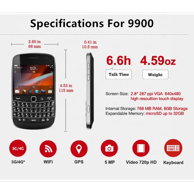 ブラックベリー9900用ホット販売卸売オリジナルロック解除GSM
