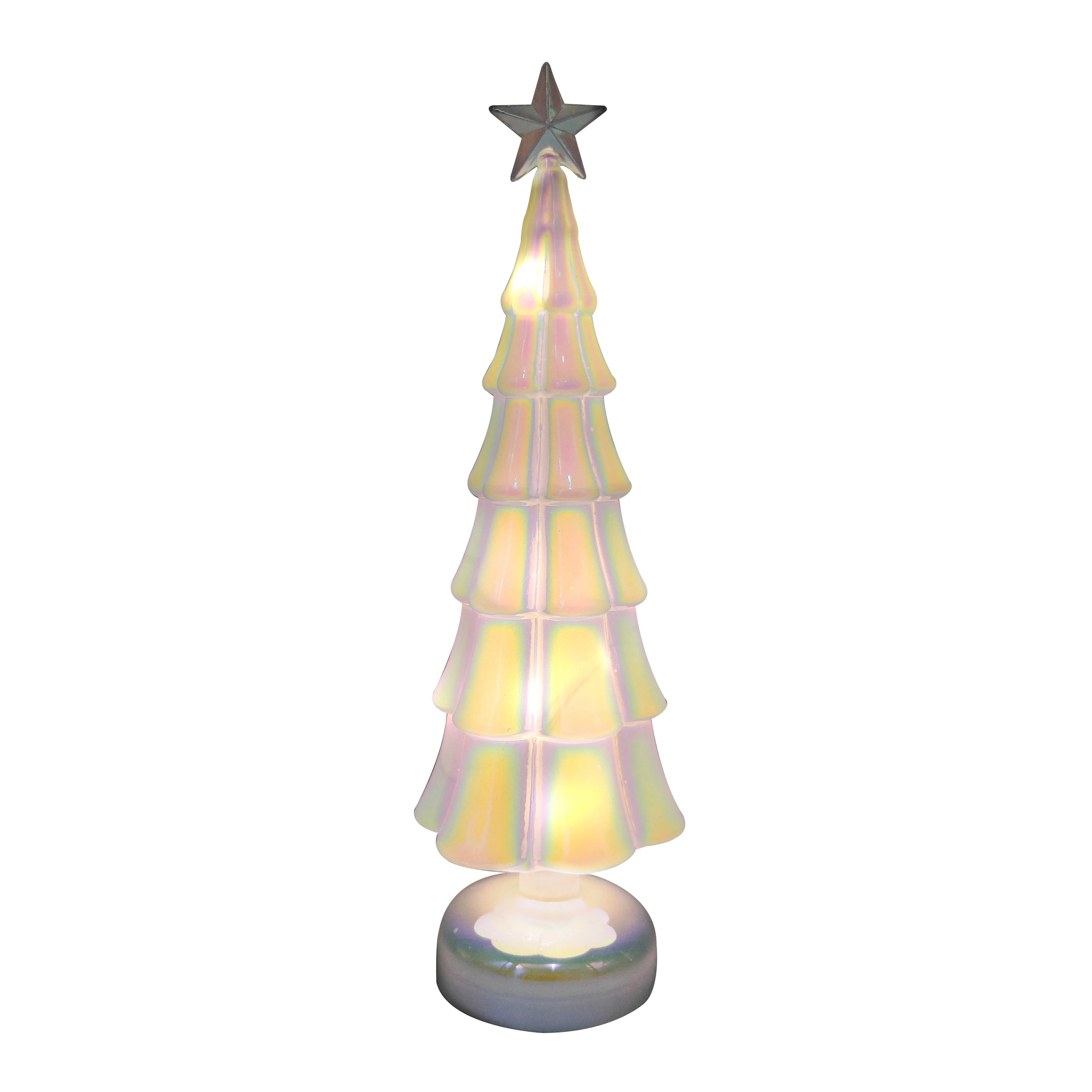 Factory hot selling glass christmas tree with led lights manufacture