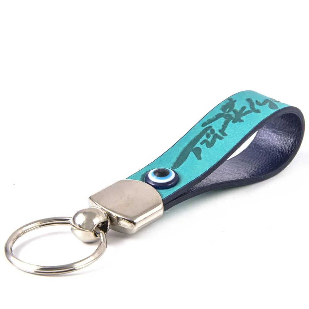 Customizable Evil Eye Beaded Imitation Leather Key Chain From Turkey