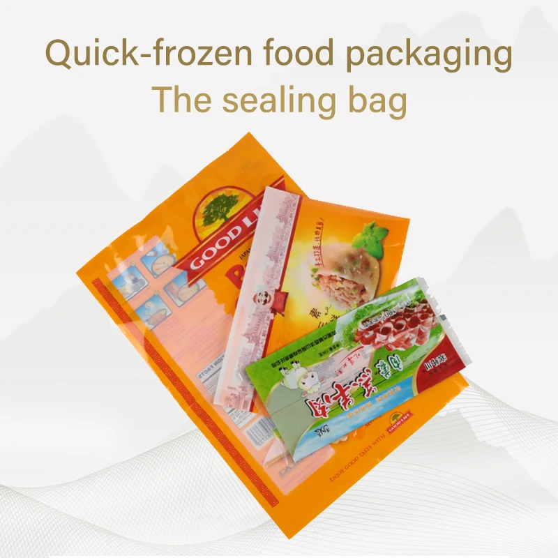 Wholesale Plastic Frozen Dumpling Food Packaging Bag Back Sealed Pouch