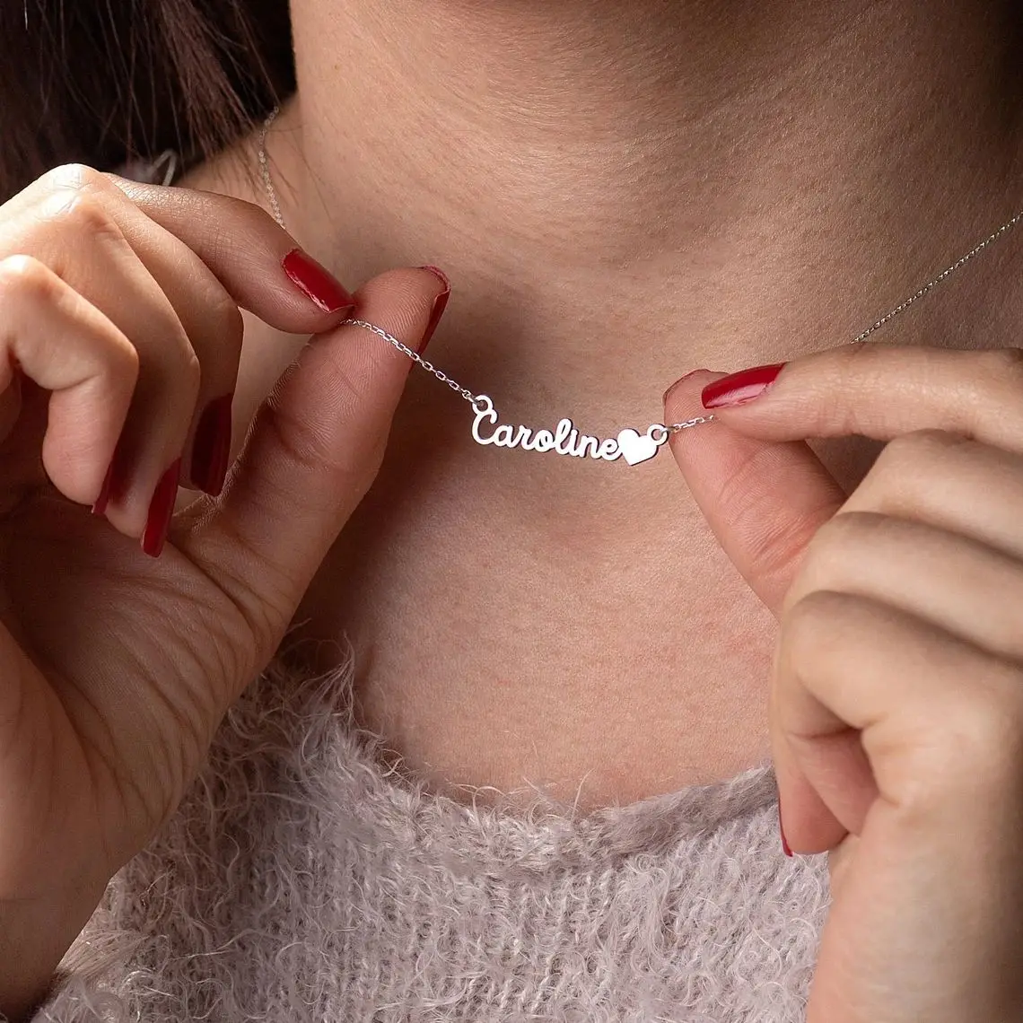 Custom Sterling Silver Name Necklace Handmade 925 Pure Silver Nameplate  Necklaces for Women