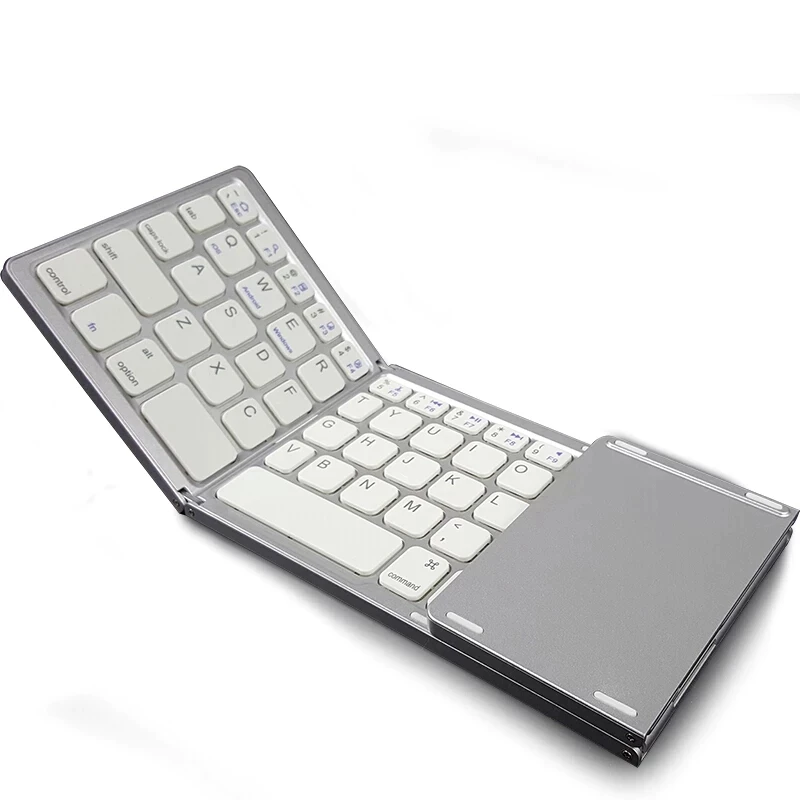 Portable Mini Wireless Keyboard Touchpad Mouse Foldable and Rechargeable for IOS Android for Windows PC and Tablet