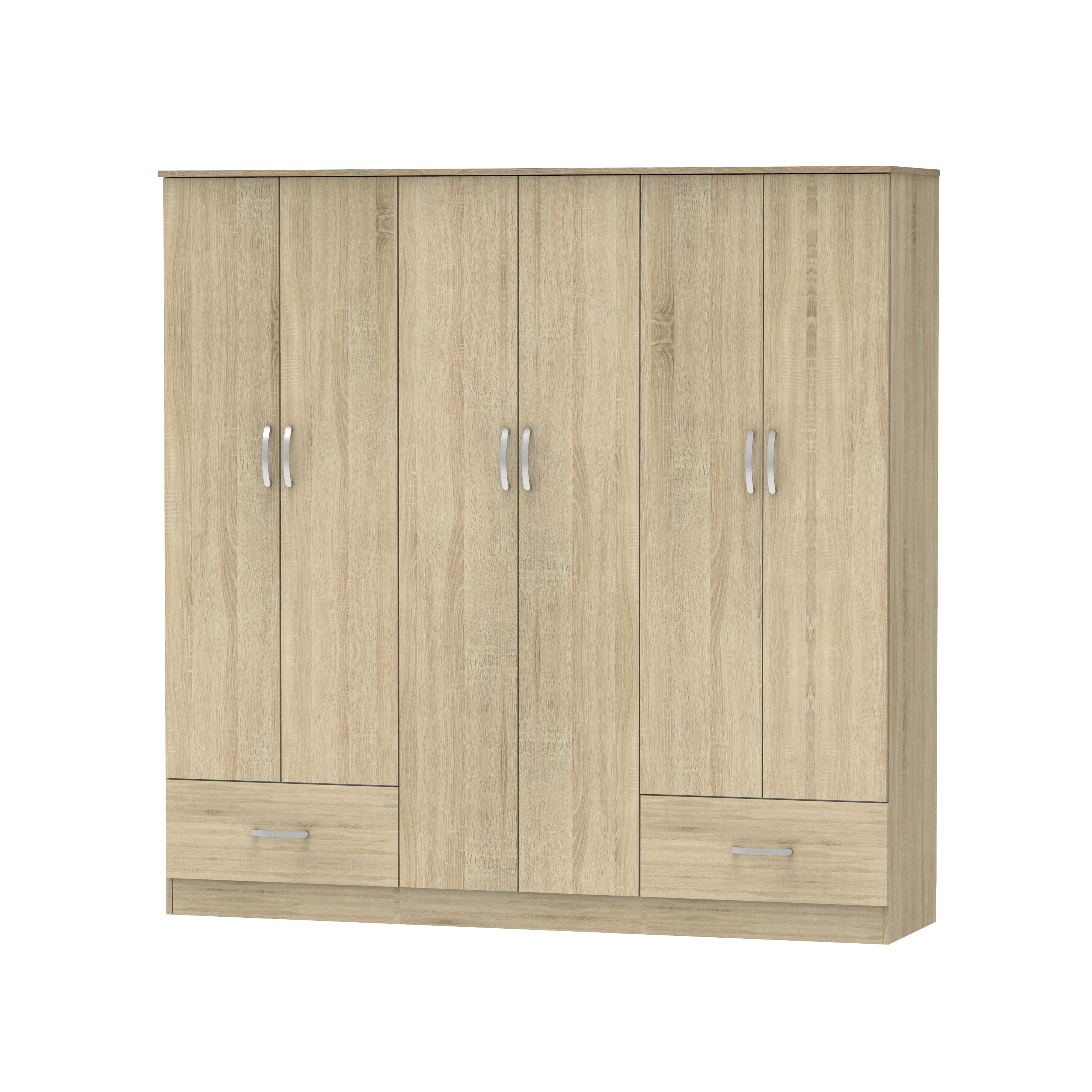Super Big Capacity Simple Look 6 Door 2 Drawer Wardrobe Suitable for Couple Made in Malaysia 1216