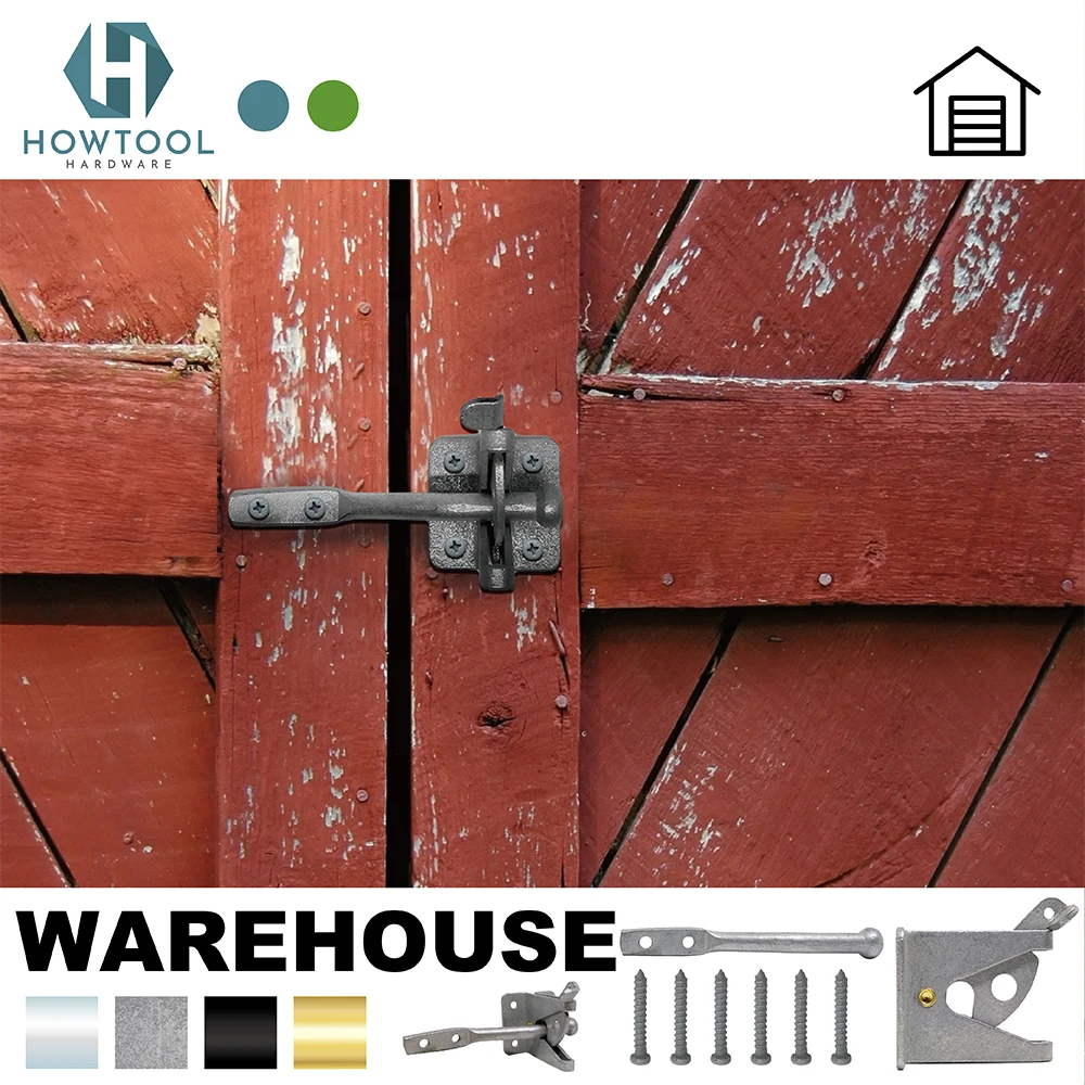 Gate Latch Self Locking Automatic for Wooden Fences Metal Outseinging Gate Door Heavy Duty Gravity Security Latch in Galvanized