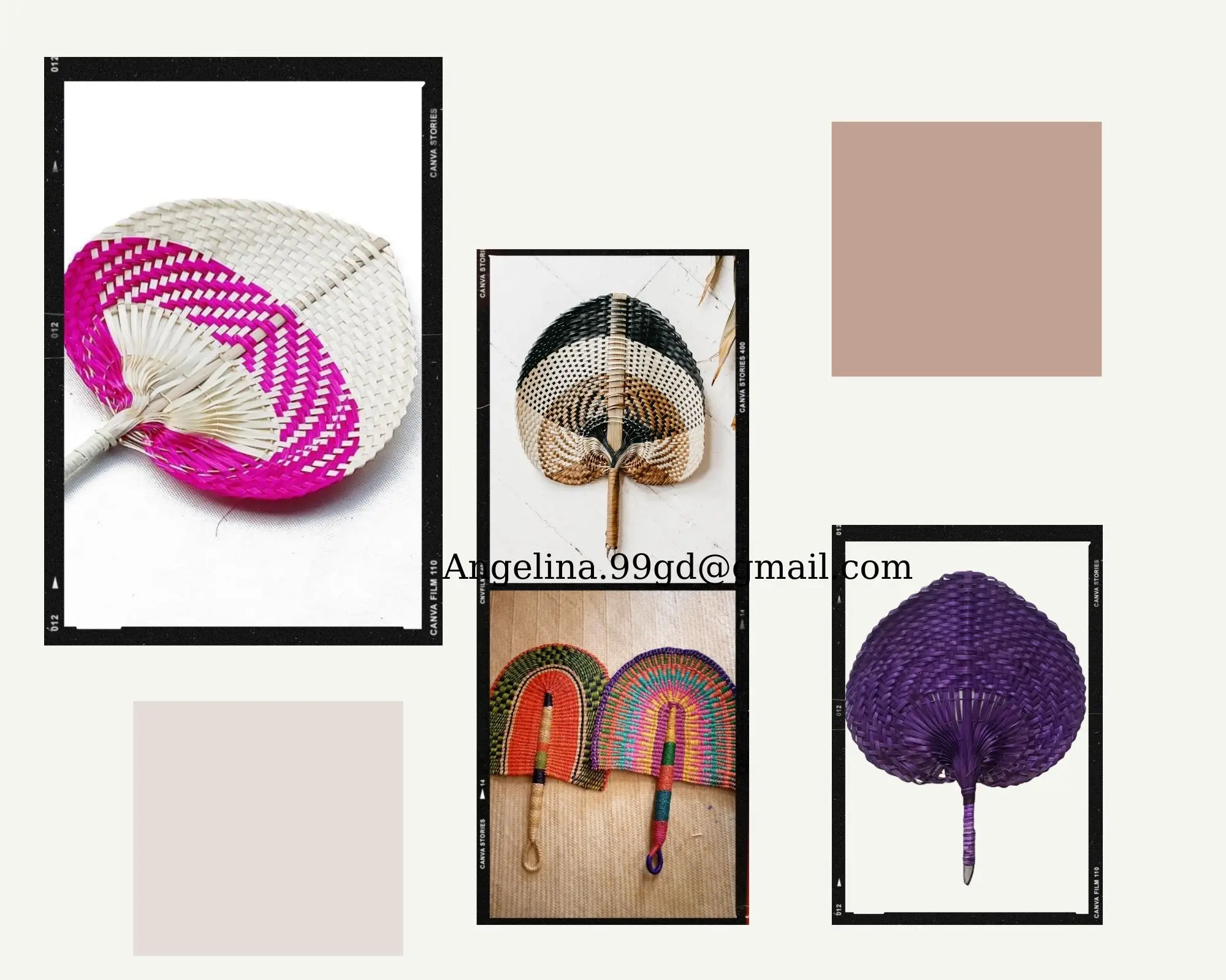 High Quality Handheld Bamboo Paper Paddle Fans For Party Wedding