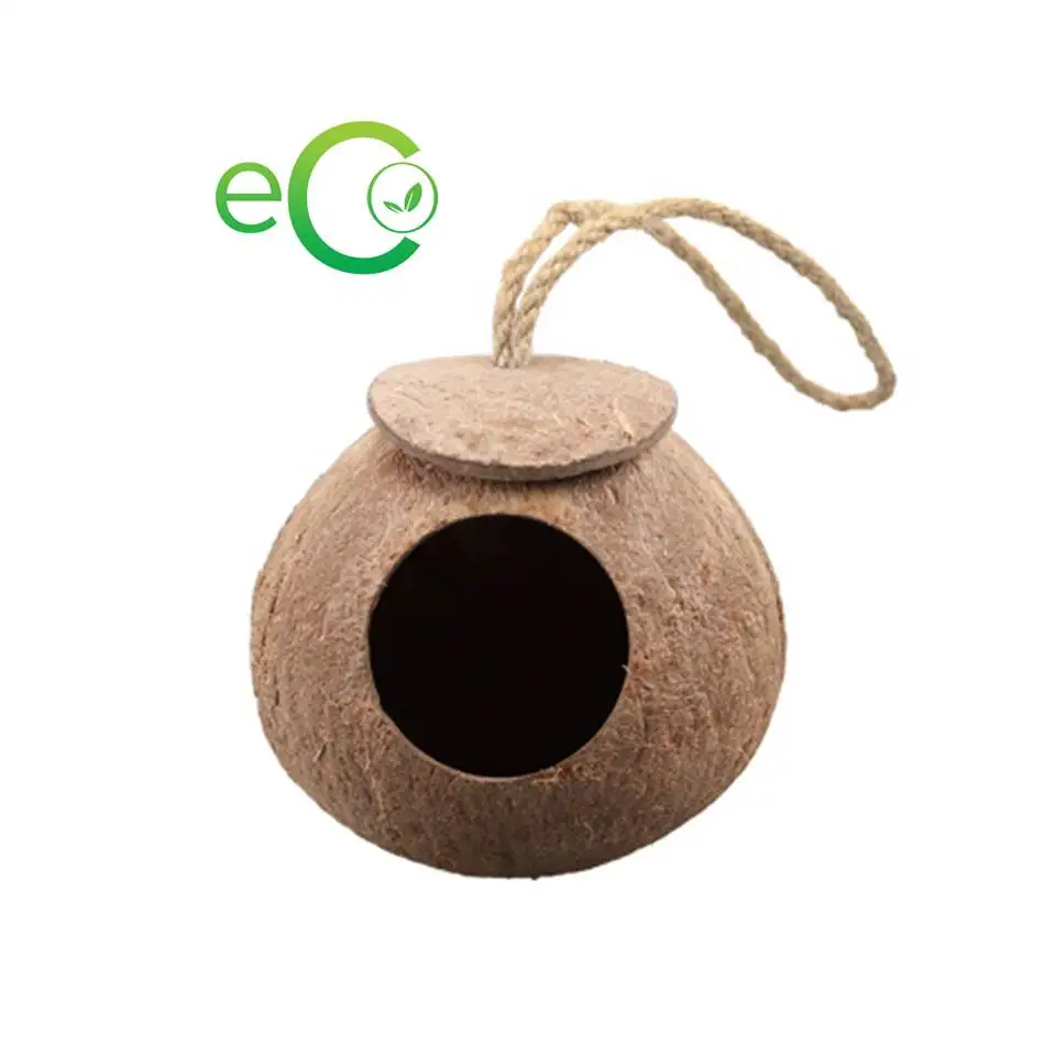 Лидер продаж 2021! Натуральное кокосовое Птичье гнездо ручной работы/домик для птиц из скорлупы кокоса/домик для птиц из кокоса с подвесной лестницей