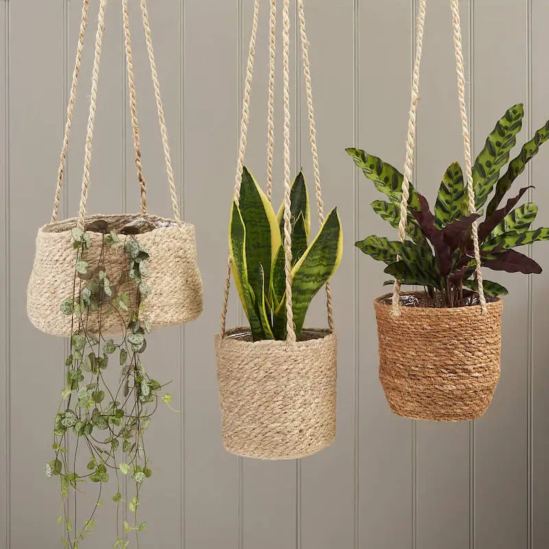 Lovely Hand Woven Jute Hanging Planter Hanging Pot Jute Storage Basket