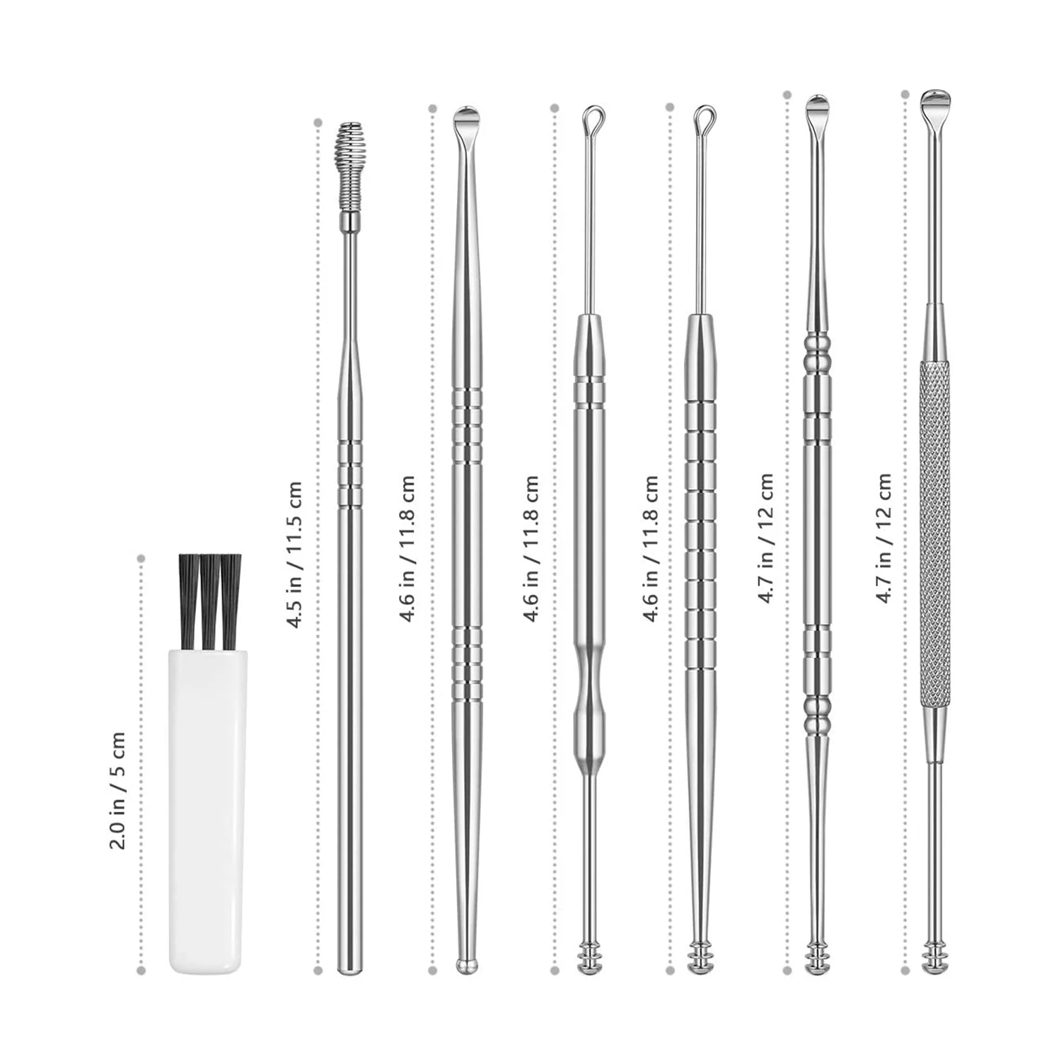 Ear Wax Removal Kit, 6-in-1 Ear Pick Tools Curette Cleaner Reusable Ear Cleaner, Medical Grade Stainless Steel Ear Wax Remover
