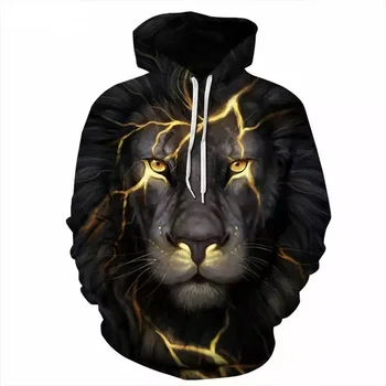 Lion Cotton fleece 3D /sublimation hoodies pull over High Quality custom hoodie for men