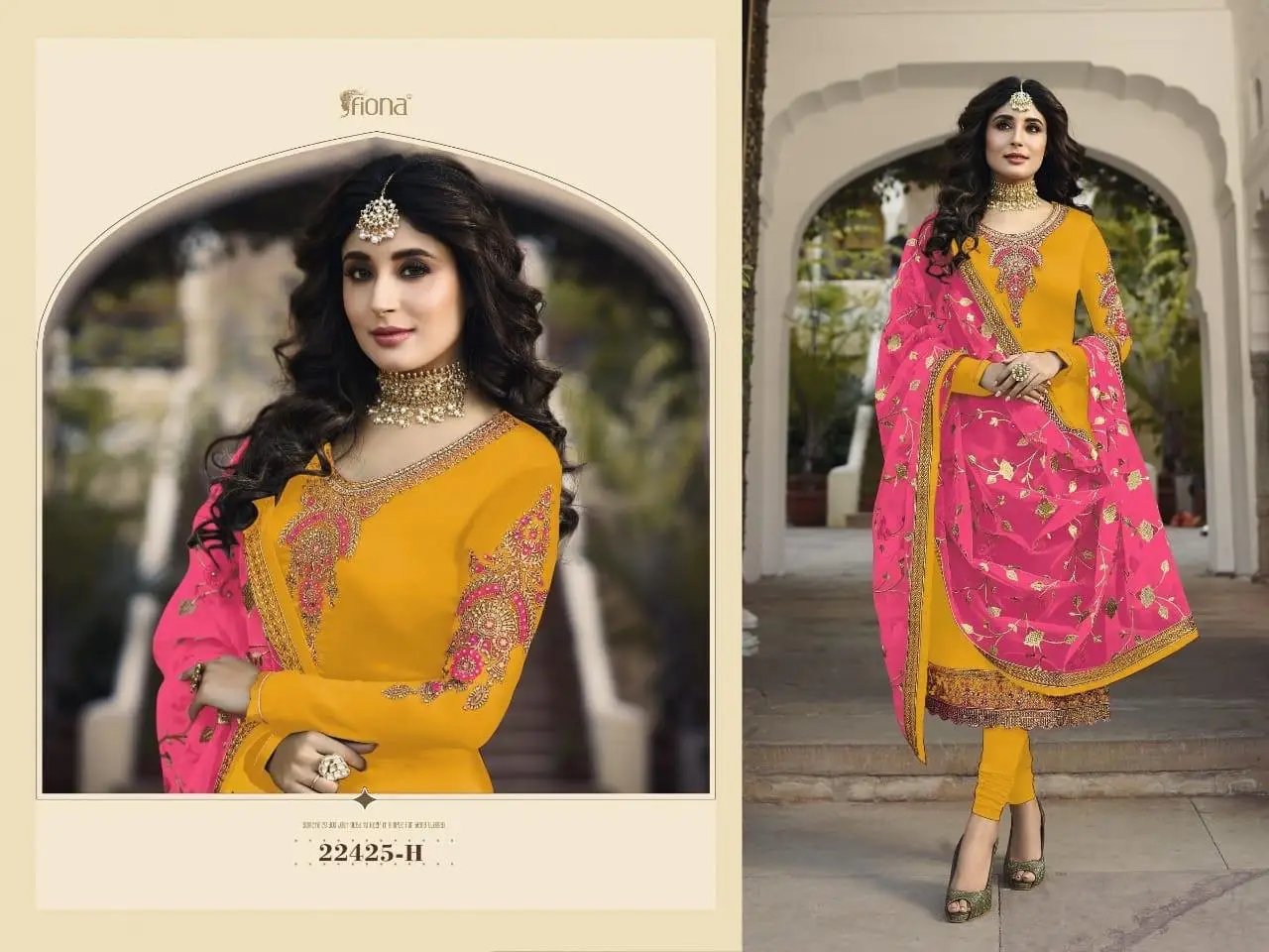 Hit Design Satin Georgette & Embroidery Work Ston Kurti and Full Sleeve  Ston Work with Santton Bottom  Net Duppta