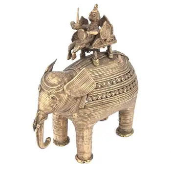 Dhokra Art Vintage Door Pull Elephant Figure Brass Door 