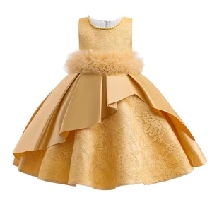 MQATZ Yellow Flower Girls' Children Party Princess Weeding Dress Girls Kids 2022 Fashion Dresses