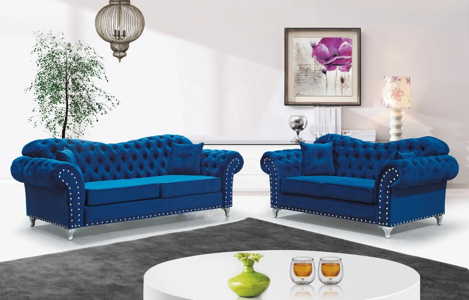 Modern Tufted Velvet Fabric Living Room Sofa Set Buy Crushed Velvet