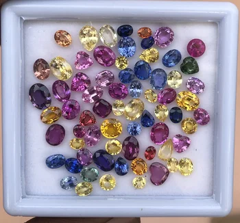 Manufacturer Natural Precious Multi Sapphire Stone Faceted Mix Cut Shapes No Heat Gemstone - Oval, Heart, Round, Pear, Square