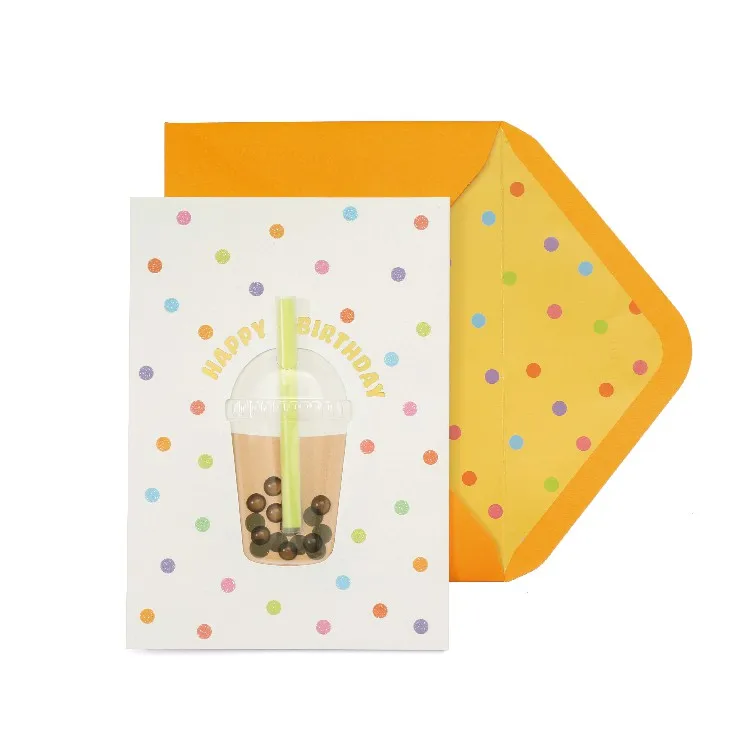 *[8] Classic Handmade Card Bubble Tea Birthday Greeting Card  Luxury Card