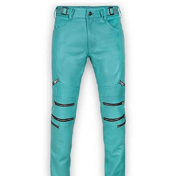 mens green leather pants