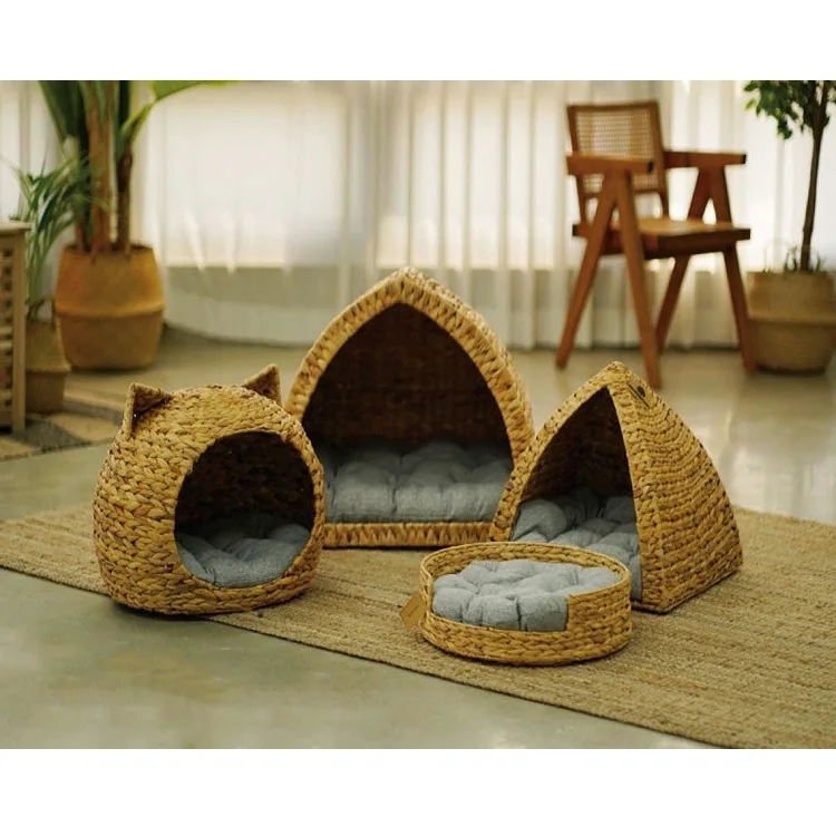 Natural Handwoven Vietnamese Water Hyacinth Pet Beds Rustic Seagrass Pet Bed For Dogs,Cats,Pets
