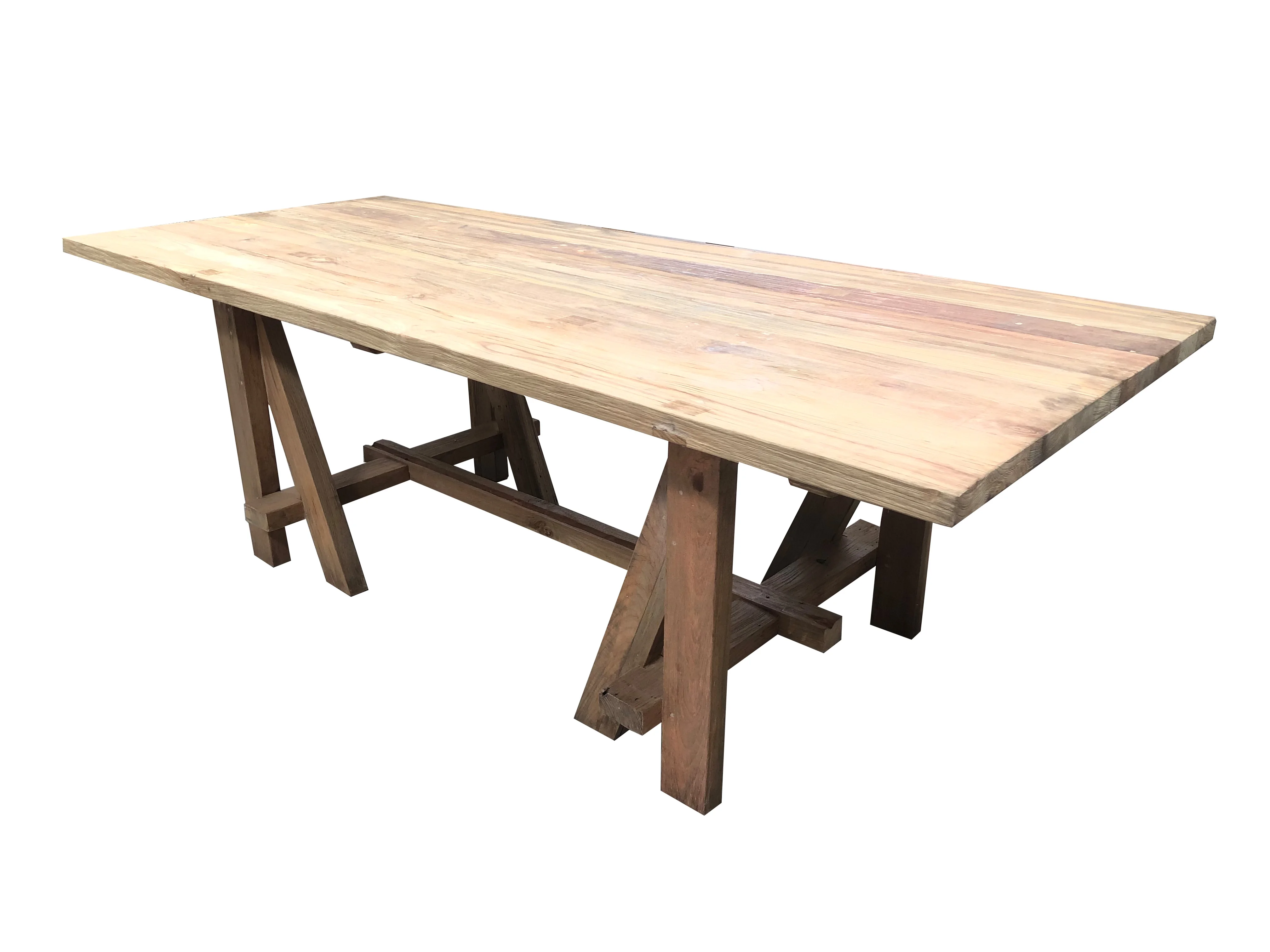 Natural old teak cross table for dinning table