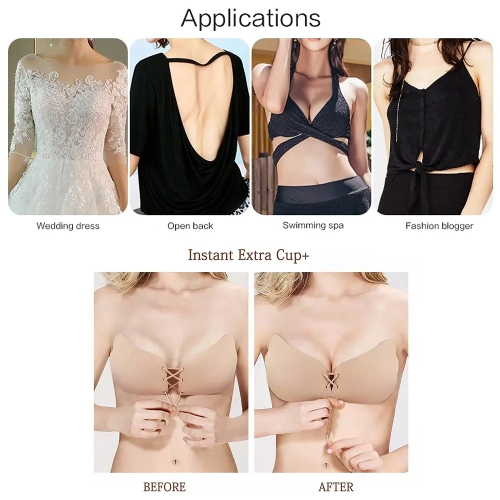 Invisible Adhesive Push-Up Bra for Backless Dresses - Wire-Free Strapless  Design, Available in Multiple Sizes & Colors