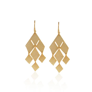 Mode Joyas, Gold Plated Geometric Design Brass Metal Hook Earring jewelry. For Anniversary Gifts And Occasions Jewellery. E-275