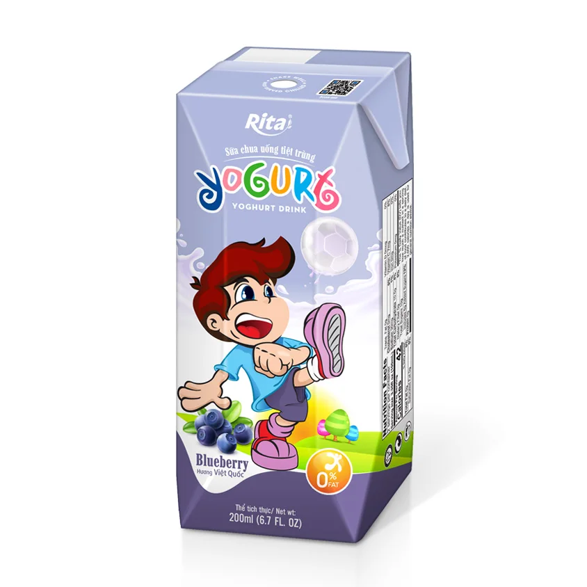 200ml Blueberry Yogurt Drink for Kids Puree in Box Packaging From Vietnam Beverage Supplier