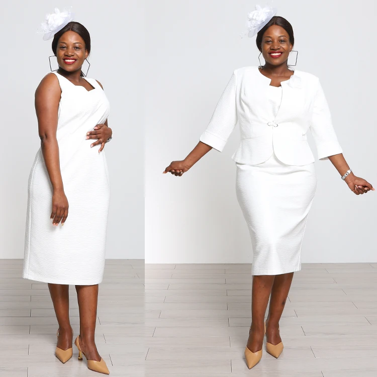 A Line White Church Dress Suit Ladies Elegant Dress Turkish Wears Plus Size  Women Dresses Sunday Suit Clothing