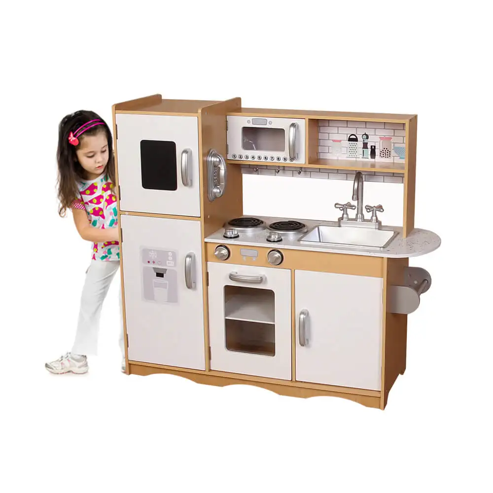 Children Kids Play Kitchen Set Toy with Multiple Accessories Playing Furniture Toys Wooden Pretend Cooking Toy Kitchen Play Set