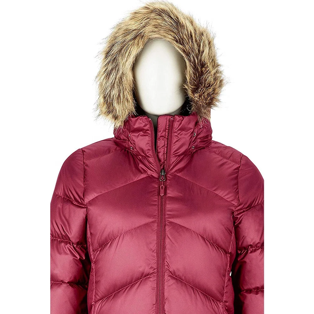 wine colored puffer jacket