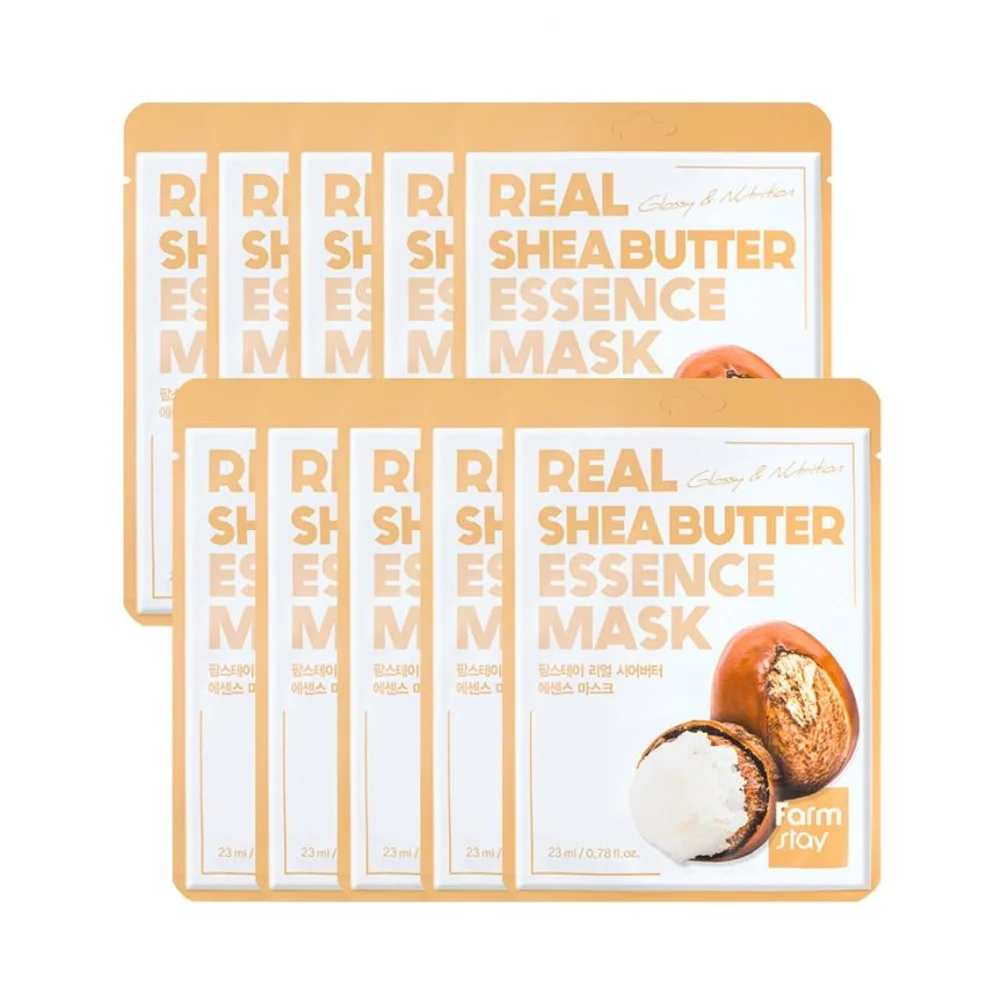 FARMSTAY REAL SHEA BUTTER ESSENCE MASK - Made in Korea Cosmetic - Anti-aging Anti-wrinkle Whitening Face Lift Moisturizer Vita