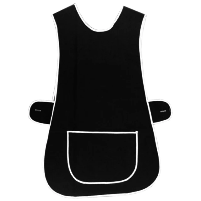 BUNDLE of 6 BLACK TABARD APRONS WITH POCKET CLEANING KITCHEN CATERING BAR SIZE M 