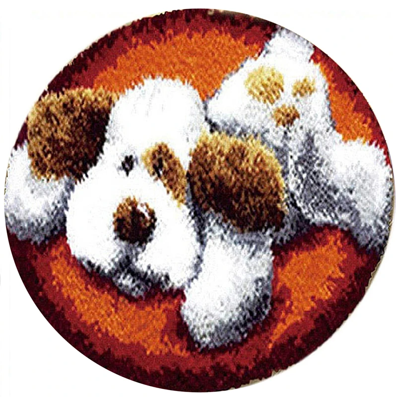 Carpet Embroidery Latch Hook Kit Dog Cartoon Animal undefined Latch Hook Rug Button Pad Package Smyrna Package Carpet