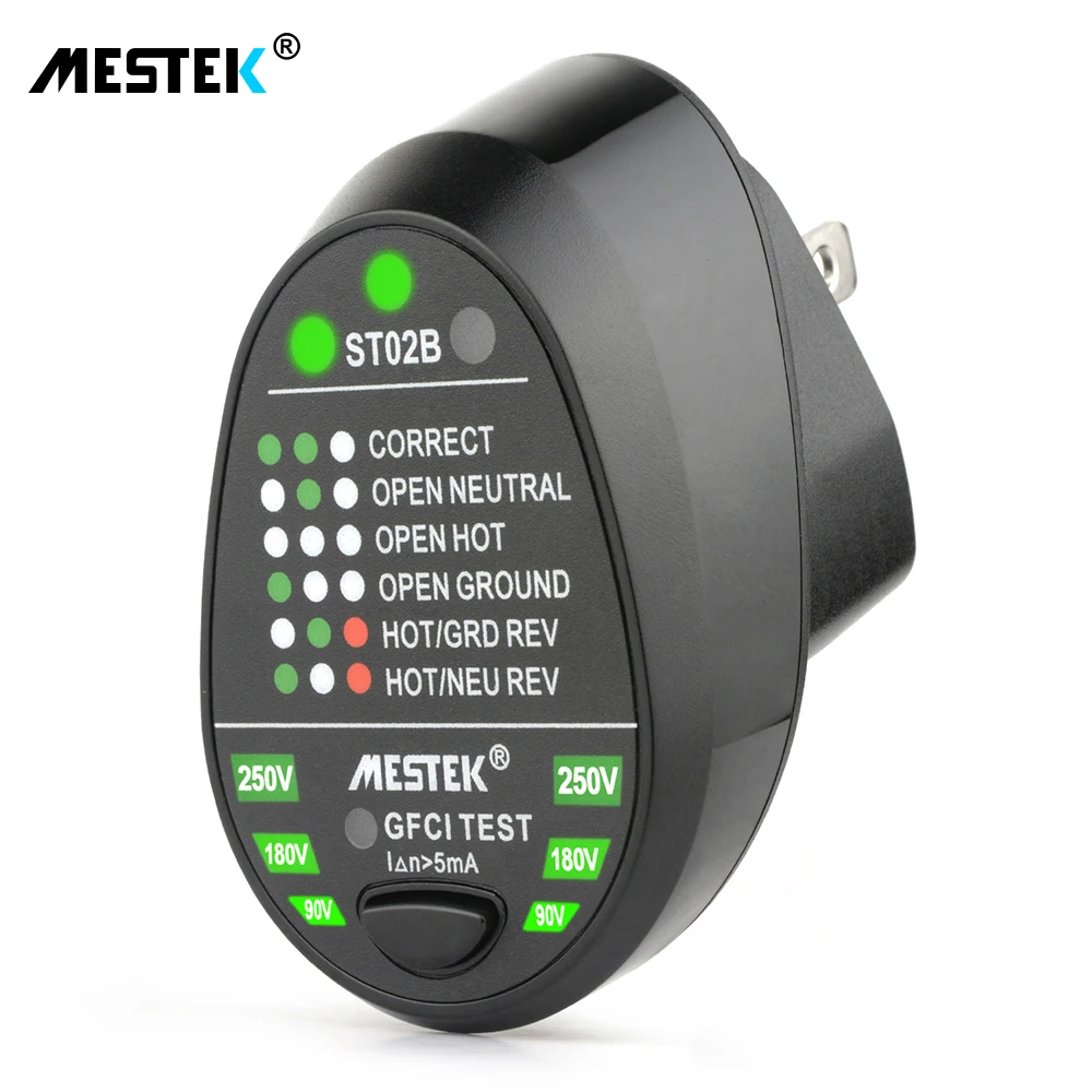 Automatic Electric Socket Outlet Tester Neutral Live Earth Wire RCD 90 to 250V Voltage Measurement Socket Tester Voltage Tester