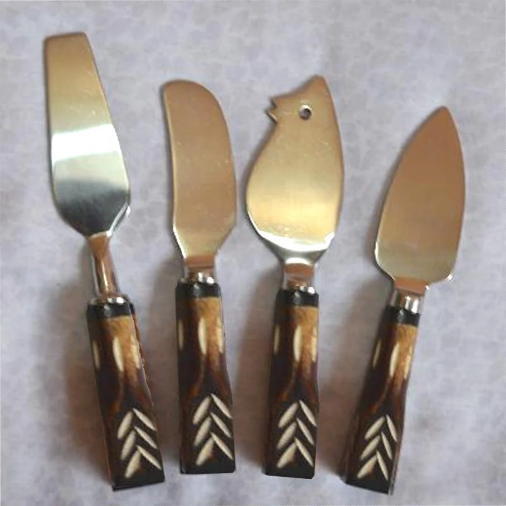 novelty cheese knife set bone leaf