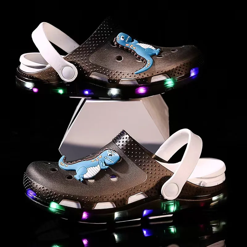 Модная Высококачественная дешевая светодиодная детская обувь с подсветкой, Детская крутая ПВХ обувь-желе