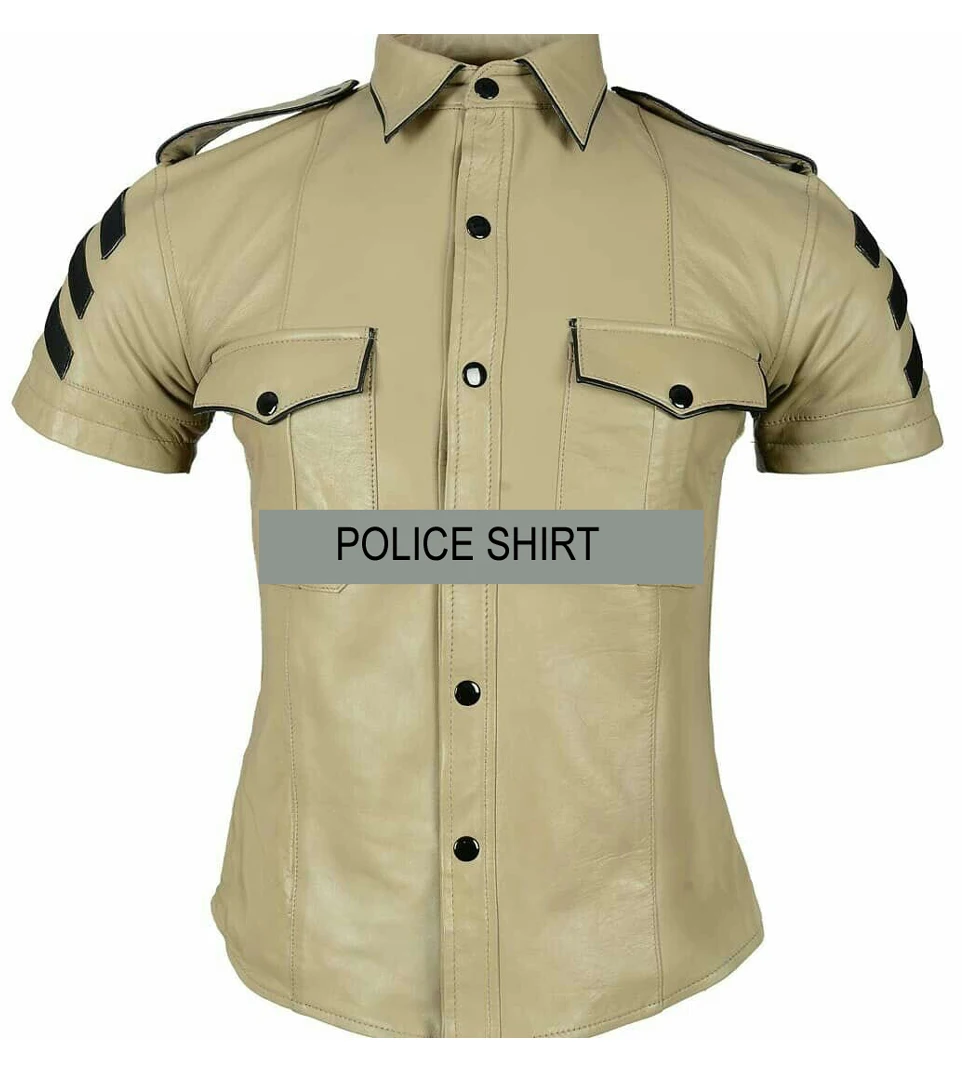 mens police uniform shirt bluf gay black sheep/lamb long sleeve