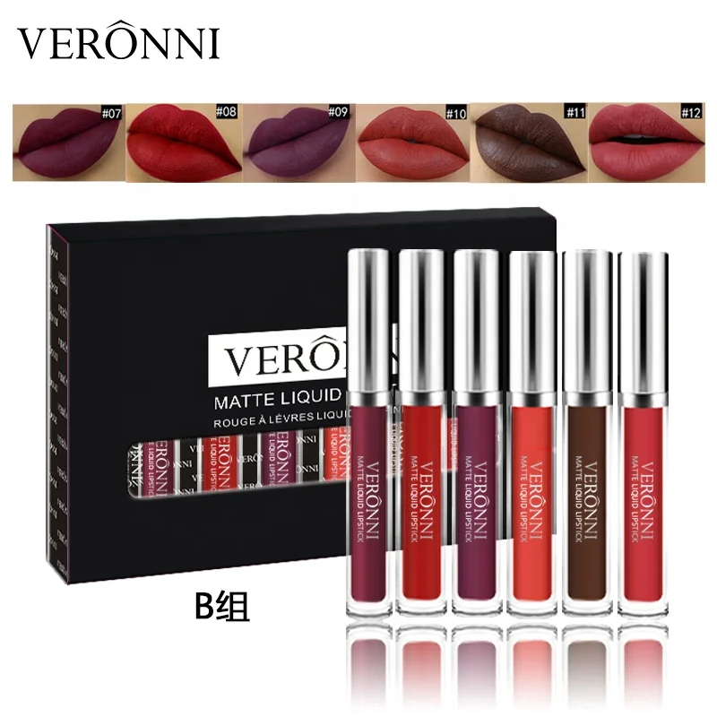 Matte Liquid Lipgloss Set Long Lasting 6-Color Waterproof Lipstick Kit with Beauty Makeup Boxes Makeup Gift Sets