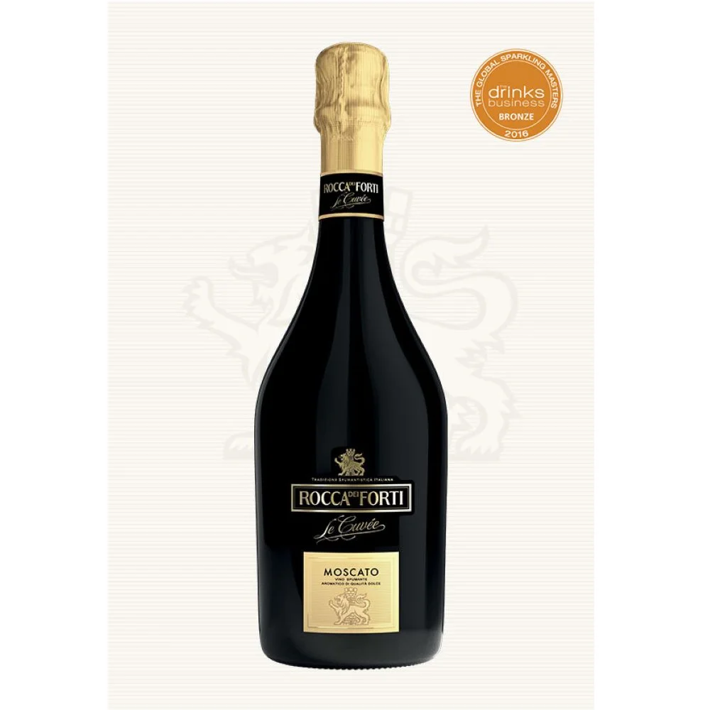 Export made in Italy Sparkling wine and sweet White Rocca dei Forti Moscato 750 ml bottle for aperitif