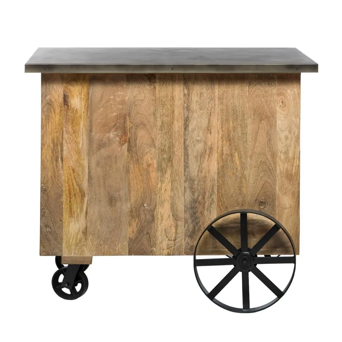 Modern Farmhouse Solid Wood Durable Bar Cabinet with Metal Base and Chairs Home Furniture for Living Room Home Decor