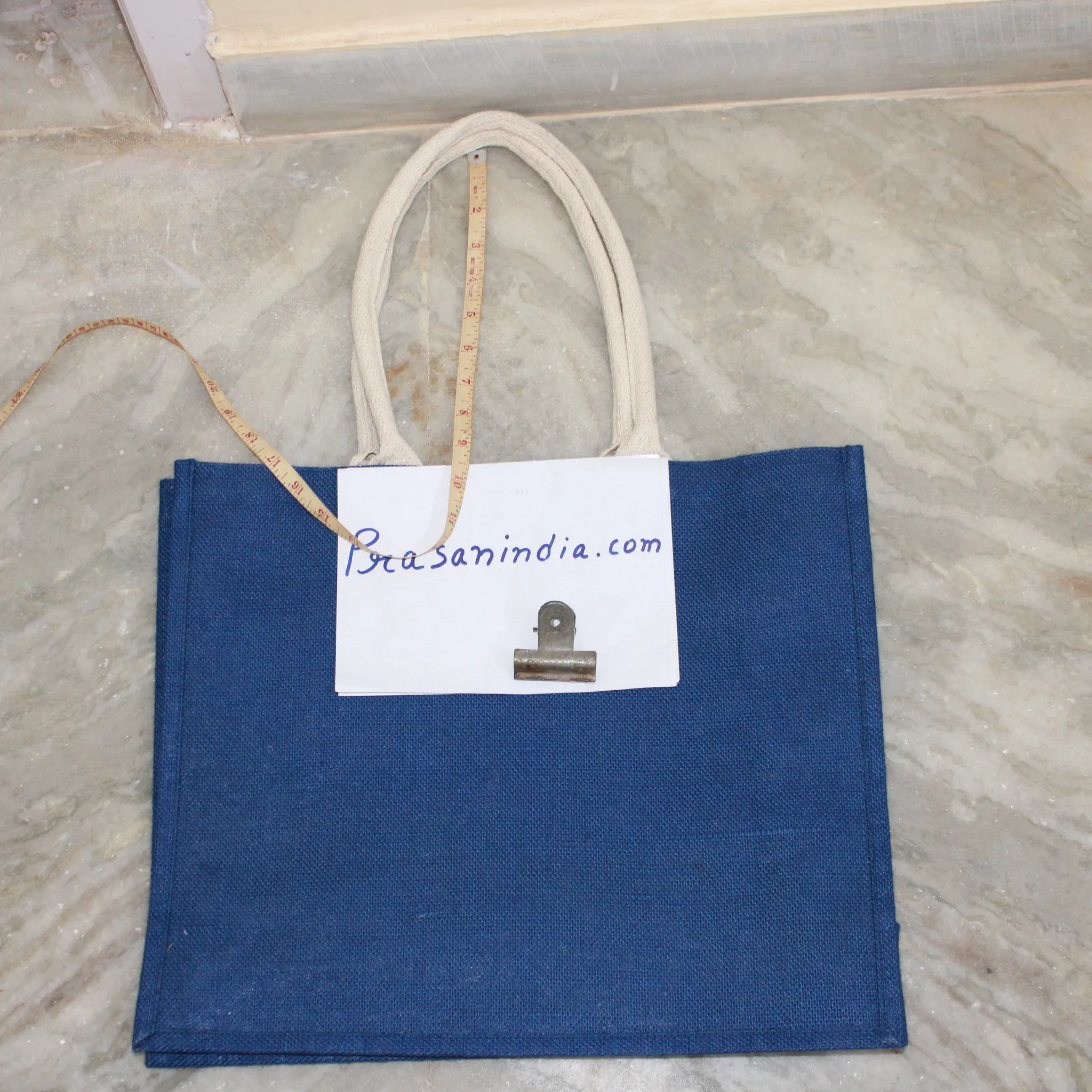 Blue Jute Tote Bag 