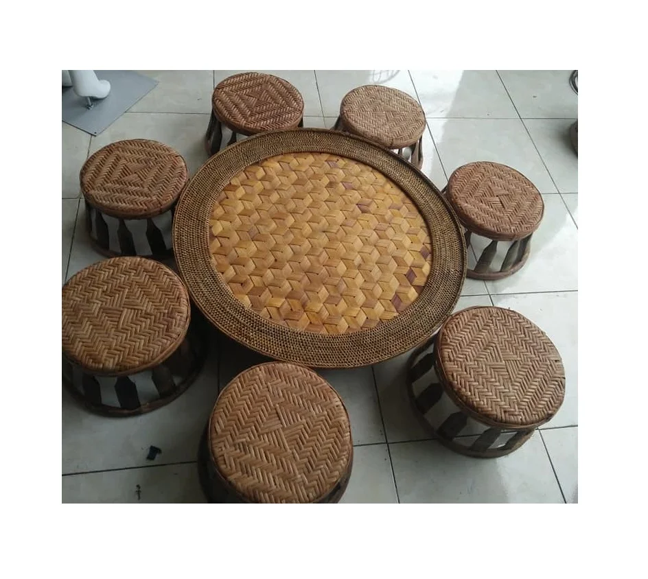 Bamboo Stool Handmade Round Chairs for Home Storage